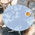 thumbnail image 2 of Blue White Stripe Round Tablecloth, Fitted Table Cover with Elastic for 55"-60" Round Tables, Modern Minimalist Geometric Striped Table Cloth Outdoor Indoor Dinning Party Waterproof Tablecloths, 2 of 7