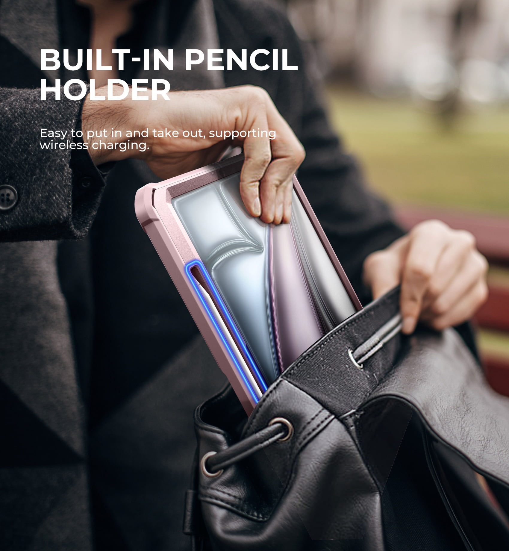 Dexnor for iPad Air 13 Inch Case 2025/2024 (M3/M2) with Pencil Holder, [Built-in Screen Protector & Multi-Angle Kickstand] Heavy Duty Shockproof Full Body Protective Cover for iPad Air 13, Pink