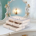 thumbnail image 2 of Colourtree Beige 3 Drawer Jewelry Holder Box Organizer, Jewelry Boxes & Organizers with Earring Organizer, 2 of 7