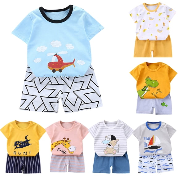 Piuwrlz Kids Outfit Set for Girls Summer Short Sets Printed T-Shirt and Shorts Set Gray Size 5-6Years
