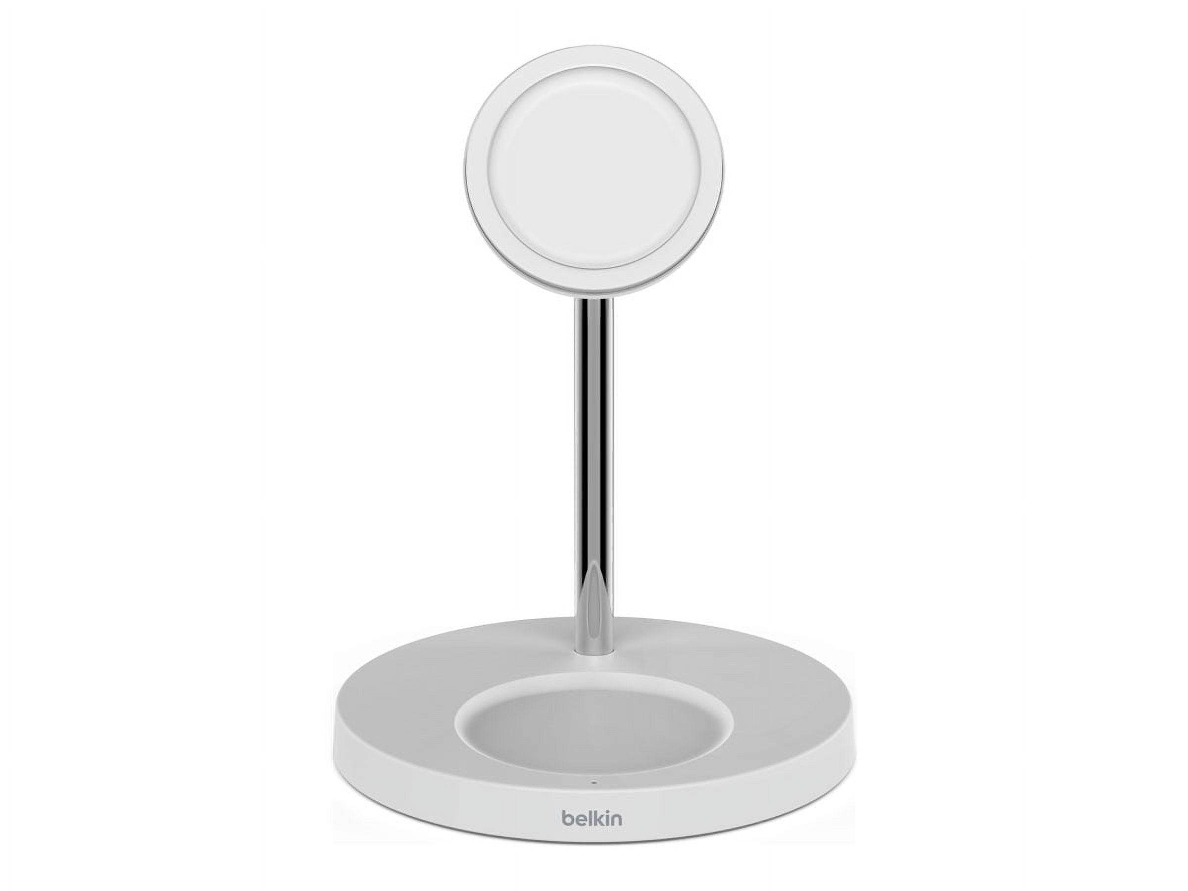 Open Box Belkin BoostCharge Pro MagSafe 2-in-1 - Wireless charging stand + AC power adapter - 15 Watt - Fast Charge - white - for Apple AirPods; AirPods Pro; iPhone 12, 12 mini, 12 Pro, 12 Pro Max