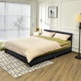 thumbnail image 4 of Costway Full Upholstered Platform Bed Frame with Linen Headboard Wood Slat Gray, 4 of 9