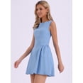 thumbnail image 4 of DARING DIVA Women's Sleeveless Boat Neck A Line Office Work Dress S Blue, 4 of 6
