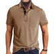 thumbnail image 2 of Men's Summer Solid Color T-shirt With A 3 Button Open Collar And Button Up Short Sleeved Top M, 2 of 5