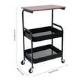 thumbnail image 5 of Fichiouy 3 Tier Printer Stand Laptop Study Table Rolling Printer Cart Trolley Storage w/Wheels Black, 5 of 10