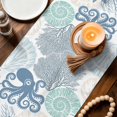 thumbnail image 3 of Coastal Octopus Table Runner 72 Inches, Ocean Nautical Seashells Coral Conch Bed Runner Dresser Scarves Tabletop for Indoor Outdoor Parties/Ceremony/Banquet, 14" x 72", 3 of 9