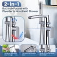 thumbnail image 5 of Wowow Brass Freestanding Waterfall Tub Faucet with Single Handle and Hand Shower in Polished Chrome, 5 of 7