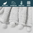 thumbnail image 4 of PAVILIA White Sherpa Throw Blanket with Soft Pom Pom Fringe, Plush Cozy Warm Blankets for Couch Bed Sofa, Fuzzy Fleece Throw with Pompom, Lightweight Fluffy, White 50x60 in, 4 of 7