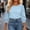 Blue, variant on Blouses for Women Smocked Cuffs 3/4 Puff Sleeve Tops Casual Crewneck Basic Tees Fashion Loose Fit Tshirts