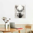 thumbnail image 2 of QZHH  Deer Wall Decor, Young Buck Canvas Art Print, Black and White Rustic Hunting Pictures, Animal Head Paintings for Bathroom Home Rustic Cabin Decor, 2 of 4