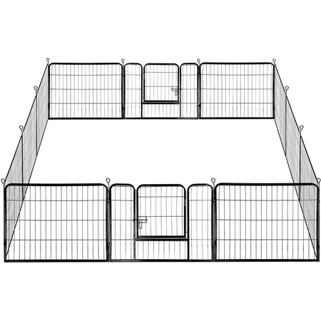 Yaheetech 24"H 24 Panels Heavy Duty Pet Playpen Dog Exercise Pen Cat Fence,Black
