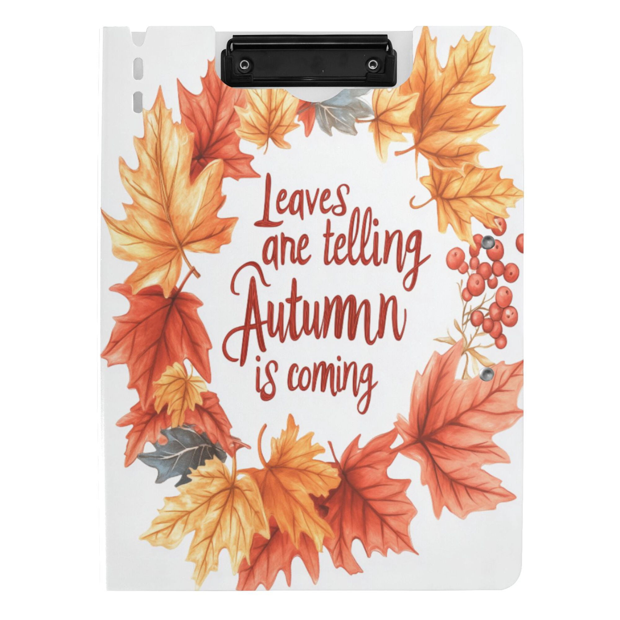 FORMRS A4 Clipboard Folder with Pen Holder Horizontal Foldable School Office Binder, Leaves Pattern