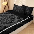 thumbnail image 2 of Erosebridal Bohemian Damask Zipper Twin Comforter Sets with Fitted Sheet and 2 Pillowcases, Hippie Floral Zipper Bedding Set, Charcoal Gray Black, Black Reversible, 2 of 7