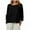 Black, variant on Women's Solid Color Round Neck Fashion Loose Casual 3/4 Sleeve Curved Hem T-shirt Top