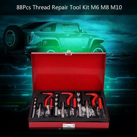 Thread Repair Tool,Thread Repair Tool Kit,88Pcs Thread Repair Tool Kit M6 M8 M10 Tap Drill Insert