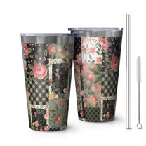 16oz Tumblers Pioneer Flower Stainless Steel Vacuum Insulated Double Wall Travel Tumbler Cups Mug with Lid and Straw,Cleaning Brush for Coffee,Tea
