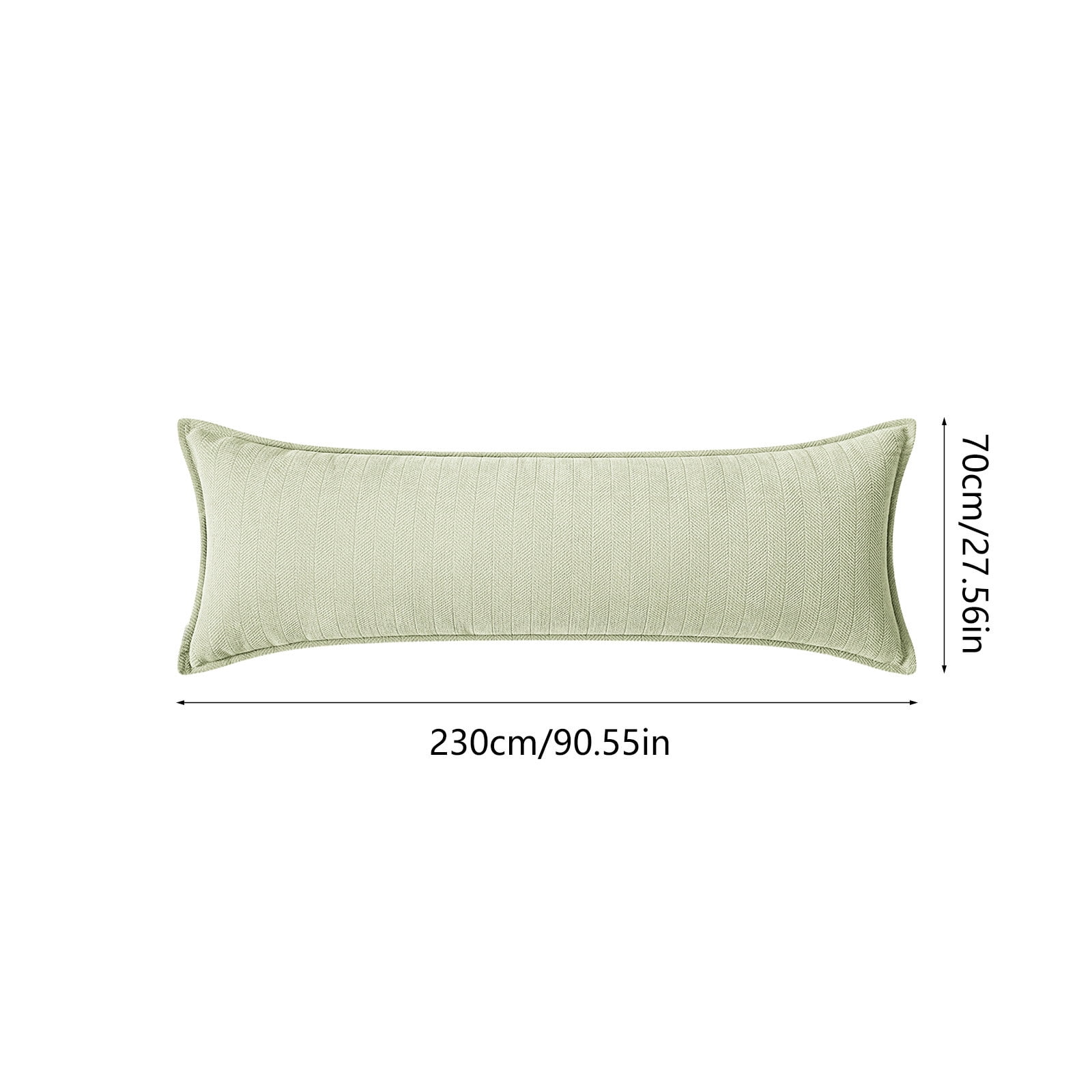 Long Lumbar Body Pillow, 11.8x27.6in Cotton Blend Backrest Cushion with Removable Cover & Insert, Sofa Bolster Pillow for Living Room Bedroom Bed Green