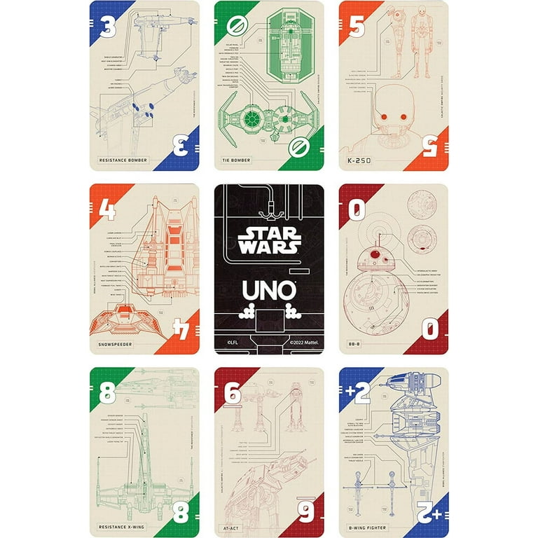 UNO Star Wars Technical Schematics Card Game 