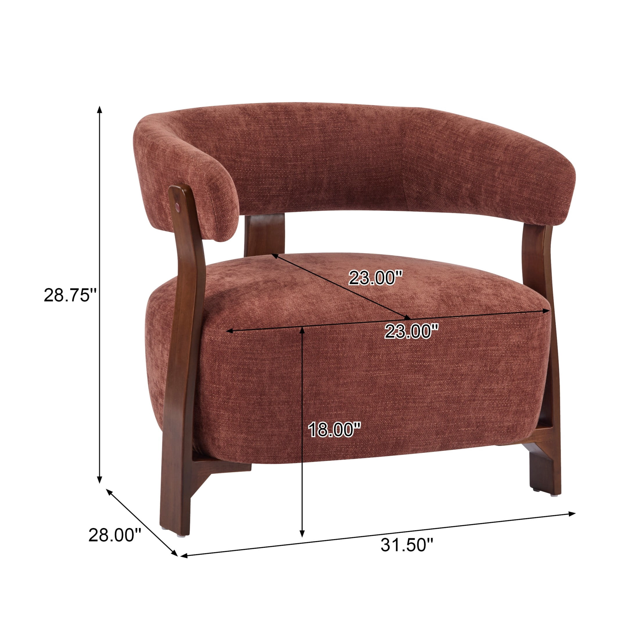 Christopher Knight Home 31.5" Modern Upholstered Accent Armchair with Curved Wood Legs, Coral Red, Set of 2