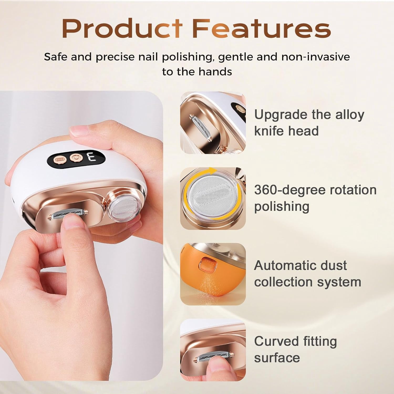 Multi-Functional Electric Nail Clipper Trimmer, 3 in 1 Automatic Electric Polishing Fingernails Toenails Clippers, Electric Nail File with 3 Speeds for Seniors Baby Adult (White)