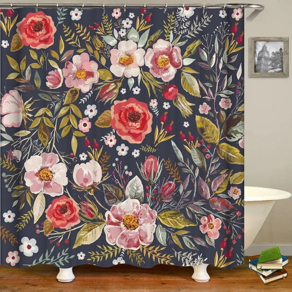 3d Flowers Pattern Shower Curtains Bathroom Curtain 180*180cm Waterproof With 12 Home Decor Washable Fabric Bath Screen