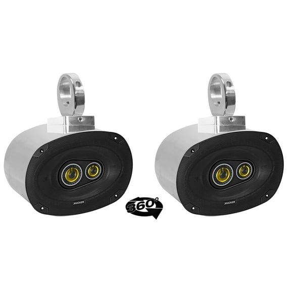 (2) kicker CSC693 6x9" 360° Degree Swivel Chrome Wakeboard Tower Speakers