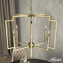 Hunter - Zoanne 6-light Alturas Gold, Large Chandelier, Dimmable, Modern Style, Geometric Shaped, for Bedrooms, Dining, Living Rooms - 19572
