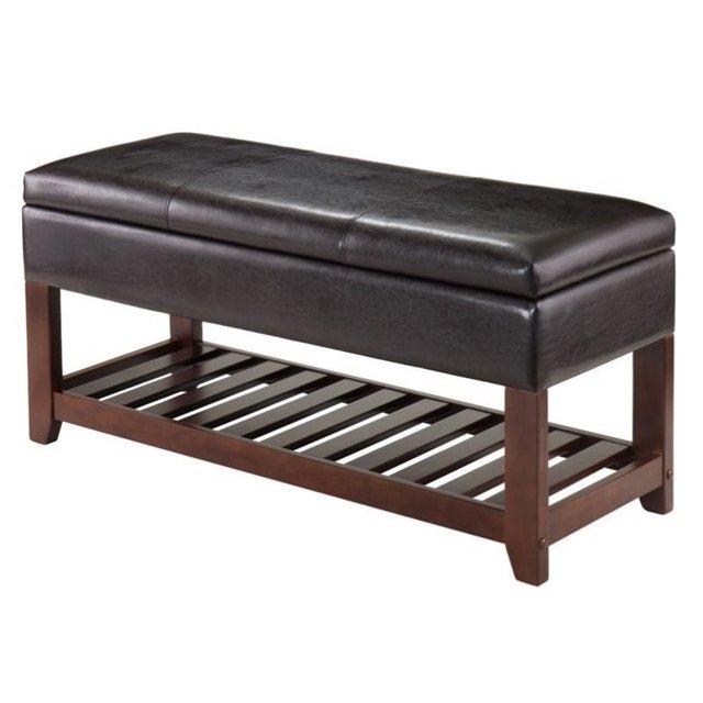 Pemberly Row Banc avec Coffre de Rangement en Expresso et Noyer