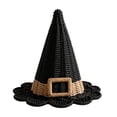 thumbnail image 3 of Halloween Decor Witch Hats Woven Rattan Plastic Tabletop Decor for Porch Entryway Mantel Black, 3 of 7