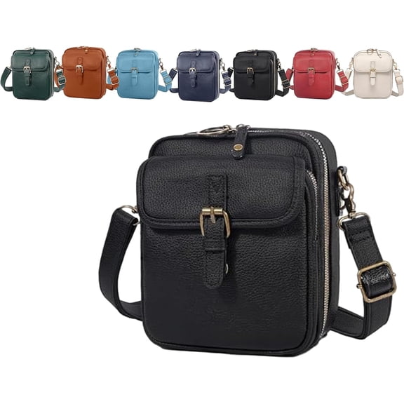 Purse, Vintage Vegan Leather Mini Messenger Bag, Anti-Theft Zipper Wallet, Travel Fashion Crossbody Leather Bag