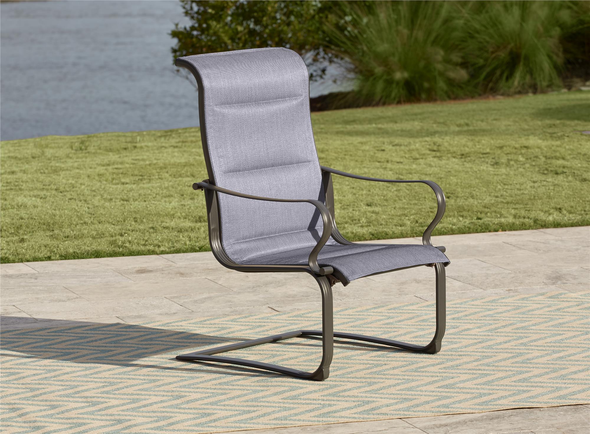 COSCO Outdoor Living 5 Piece SmartConnect Dining Set with Padded Motion Chairs, Gray Frame, Gray Fabric - image 3 of 23