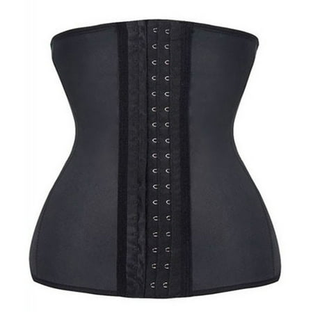 Lingerie Shapewear (Women Waist Trainer Cincher Underbust Corset lingerie Body Shaper Shapewear Latex Rubber Hot Black size)
