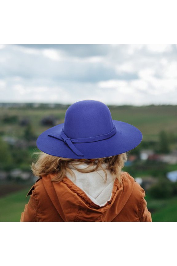 Women Prom Hat Vintage Style Retro Sweet Elegant Easy to Match Classic Portable Wide Brim Round Shape Felt Hat Gift