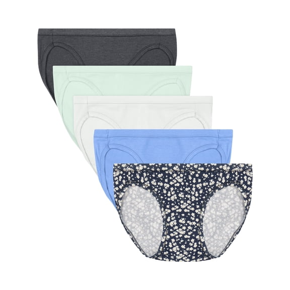 Hanes Ultimate ComfortSoft Women's Bikini Underwear, 5-Pack M Sk Gh/Fz P Bl/S Gr/Pr B/N Dy 6