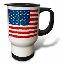 3dRose, Painted American Flag- Patriotic Art- USA, 14oz Stainless Steel Travel Mug