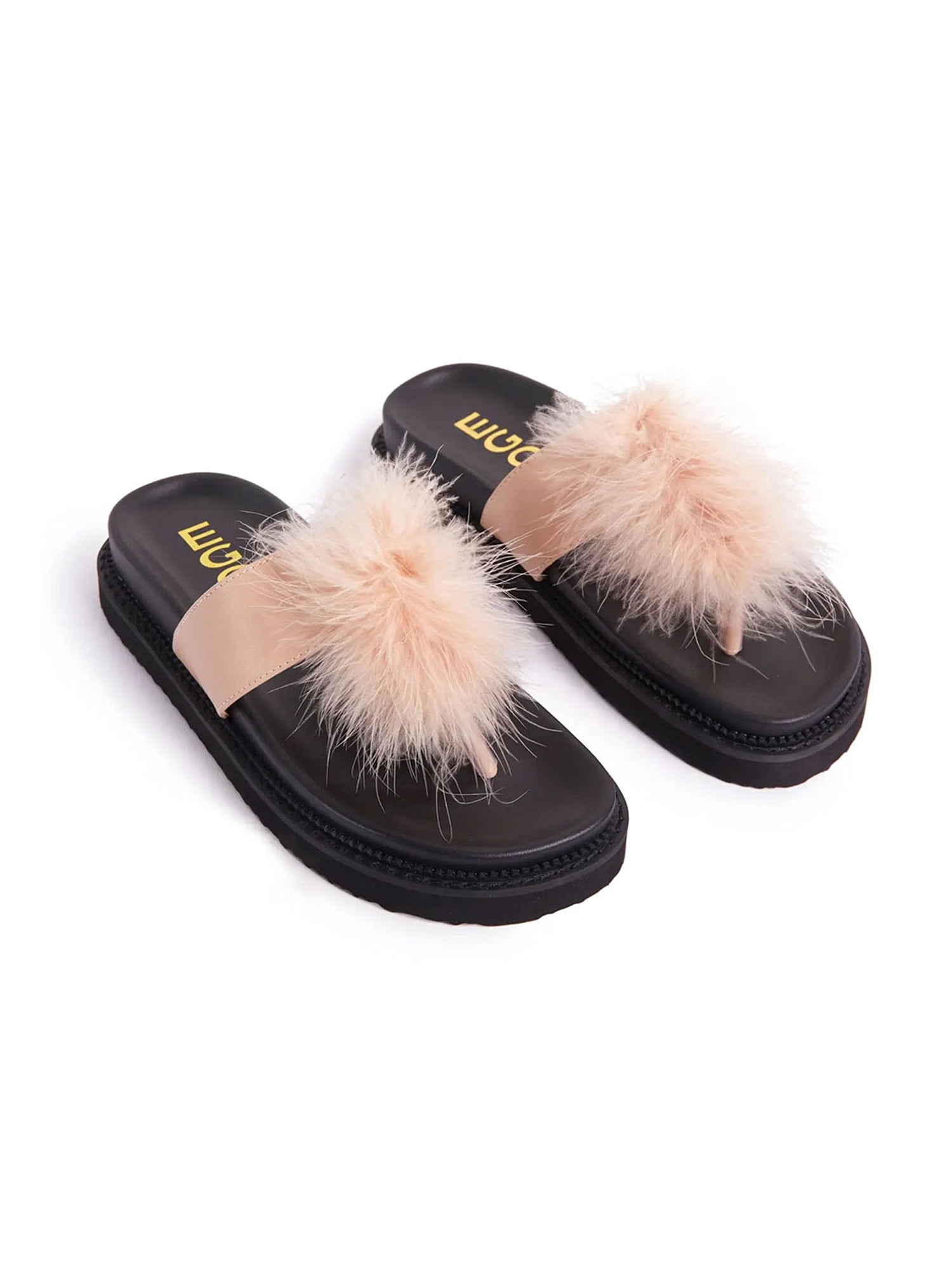 Women Fur Fluffy Sliders Slippers Flat Slip On Sandals Mules Shoes Size Summer . 
