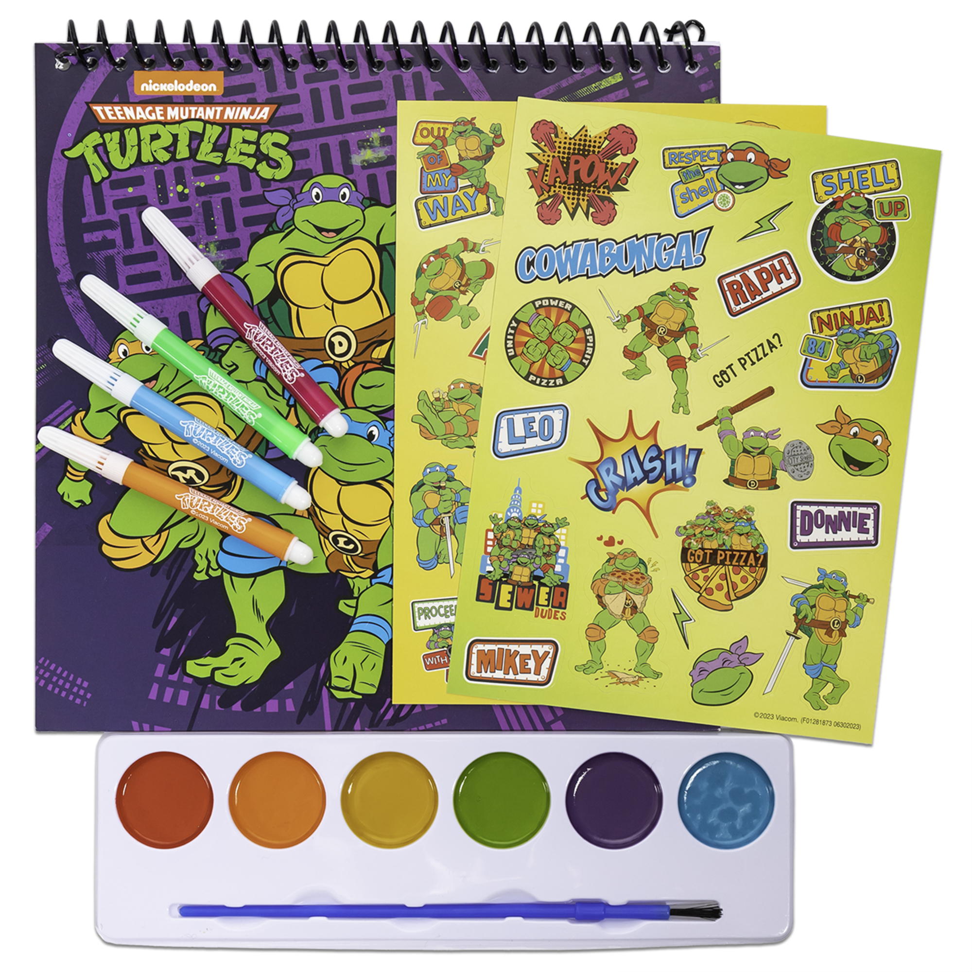Inkology: Paint & Doodle - Teenage Mutant Ninja Turtles - TMNT Art Activity & Coloring Set, Sketchbook, Stickers, Markers, Paint Tray, Brush, Kids 5+