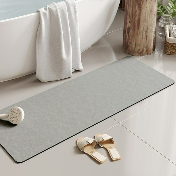 Xiao Hua Alfombra de baño, antideslizante, de felpa y pelo largo, lavable a máquina, para suelo, bañera y ducha, 43 x 120 cm (gris)