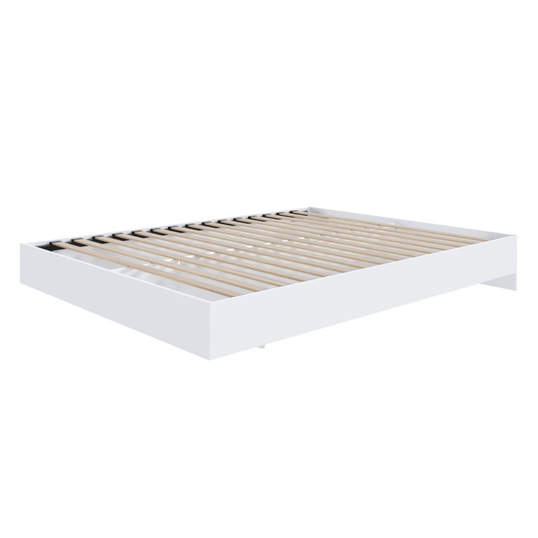 Nexera Paris Modern Wooden Platform Bed for Adults, White