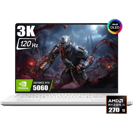 ASUS ROG Zephyrus G14 Gaming Laptop, 14" 2880 x 1800 3K 120Hz ROG Nebula Display, AMD Ryzen 9 270, NVIDIA GeForce RTX 5060 8GB GDDR7, RGB Backlit KB, Win11 Home(16GB DDR5 | 1TB SSD)