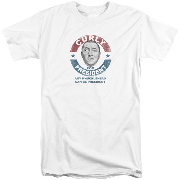 Three Stooges Curly For President S/S Adult Tall White
