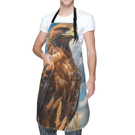 

Cauagu Blue Sky White Cloud Eagle Aprons with Pockets Waterproof Apron for Women Kitchen Cooking Apron Adjustable Bib Aprons Chef Apron for Cooking Drawing Crafting