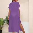 thumbnail image 4 of Luxalzxs Sexy Beach Cover Ups for Women Caftan V-Neck Short Sleeve Sheer Kaftan Dresses Swimsuit Bathing Suit Coverups, 4 of 4