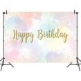 thumbnail image 3 of 9 x 6 ft Happy Birthday Backdrop Rainbow Cloud Glod Birthday Backdrop Girl Bday Kid Baby Shower Party Banner Photography Background Party Decoration Banner Cake Table Supplies Photo Booth, 3 of 5