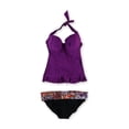 thumbnail image 1 of Profile Womens Printed Aztec Banded 2 Piece Tankini, Purple, 34D, 1 of 1