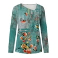 thumbnail image 4 of TSADFHJI Chemises pour Femmes Grande Taille Crop Col en V Boutons Manches Longues Chandail Décontracté TG Vert, 4 of 5
