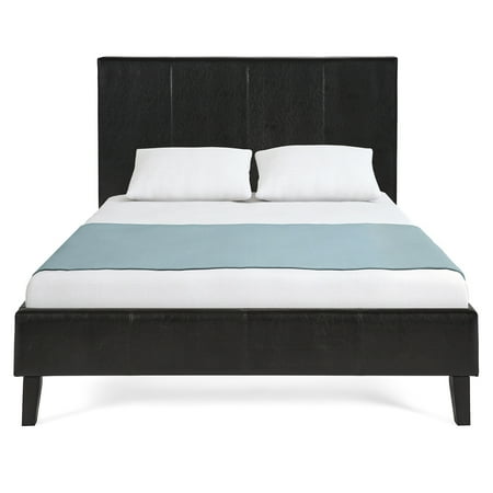 Best Choice Products Modern Full Size Faux Leather Platform Bed Frame w/ Wooden Slats, Headboard, Footboard - Black