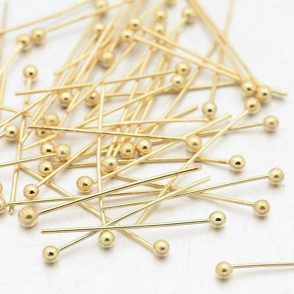 400 Pcs Brass Ball Pins Golden Metal End Headpins Jewelry Making Pin Long End Head Pin