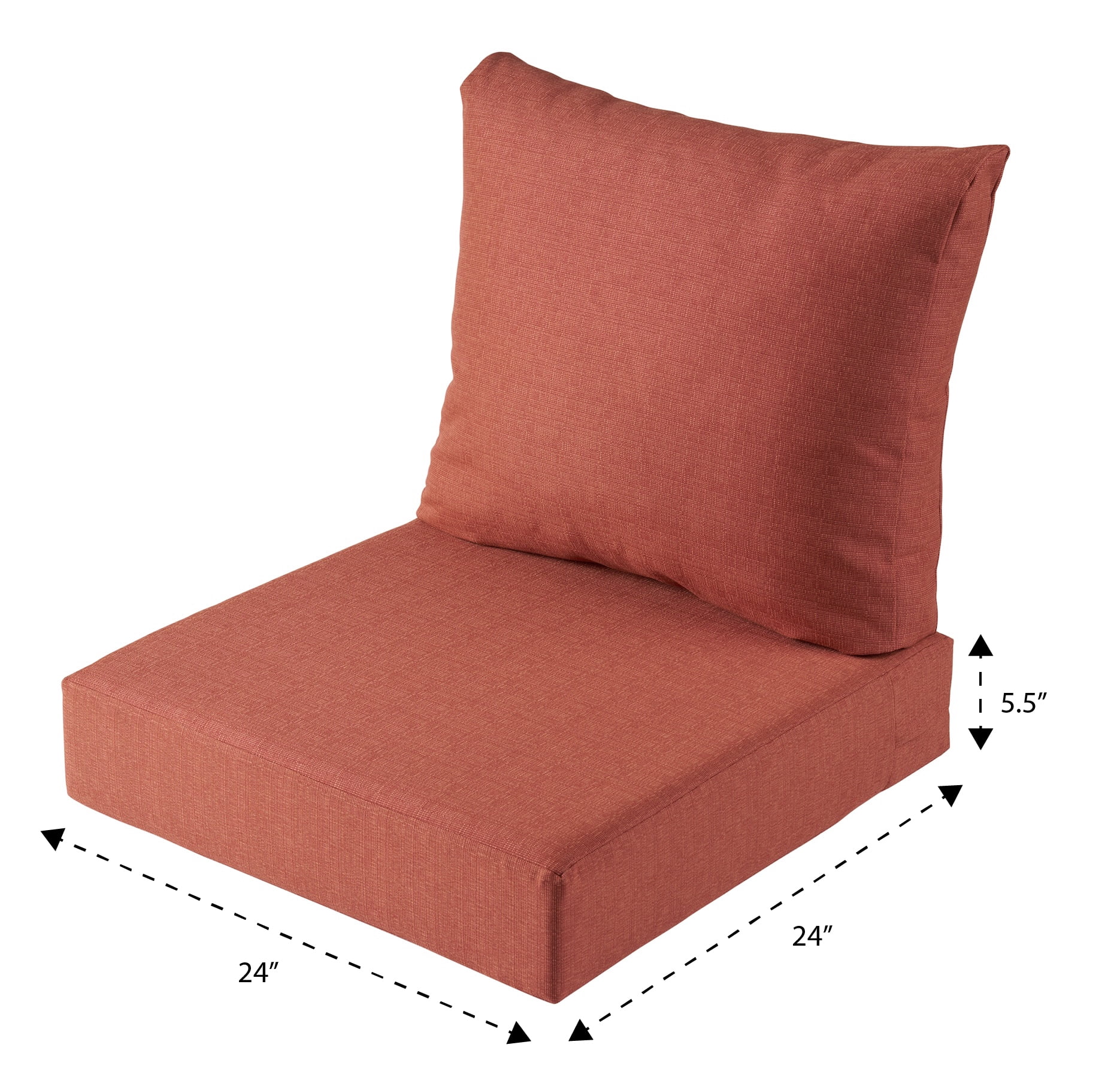 Better Homes & Gardens 24"x 24" Outdoor Deep Seat Cushion, 2-Piece, Terracotta