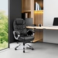 thumbnail image 2 of HYJY Office Chair High Back Computer Desk Chair, PU Leather Adjustable Height Modern Executive Swivel Task Chair with Padded Armrests and Lumbar Support (Black), 2 of 16